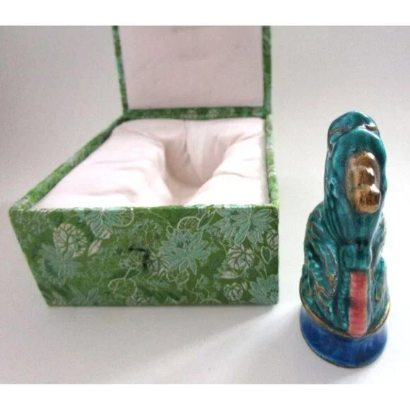 VTG Asian Porcelain QiLin Animal Unicorn Figurine with Box - Blessings & Luck